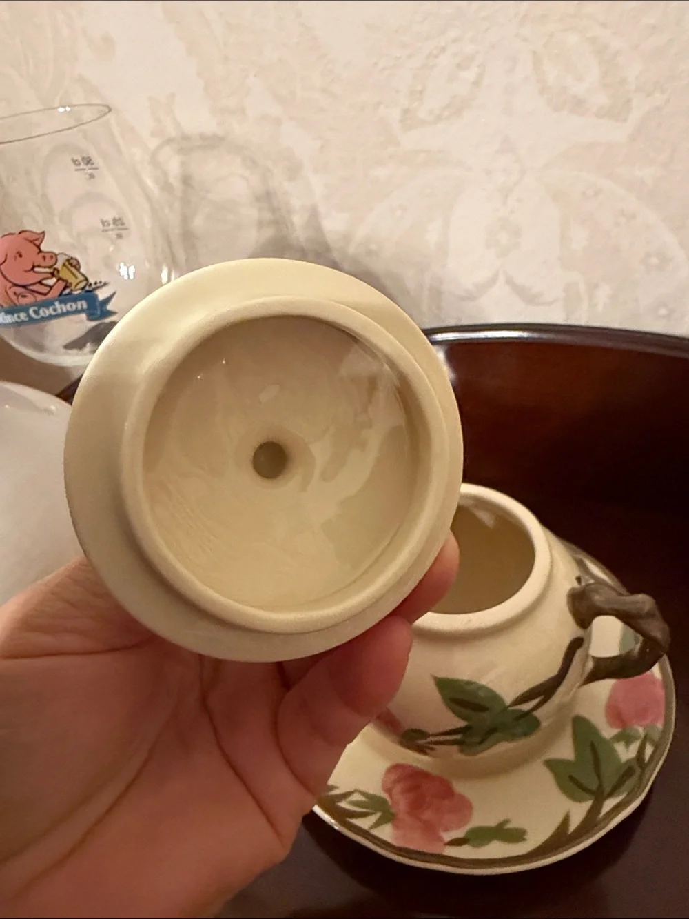 Franciscan desert rose Lidded Sugar bowl with Saucer